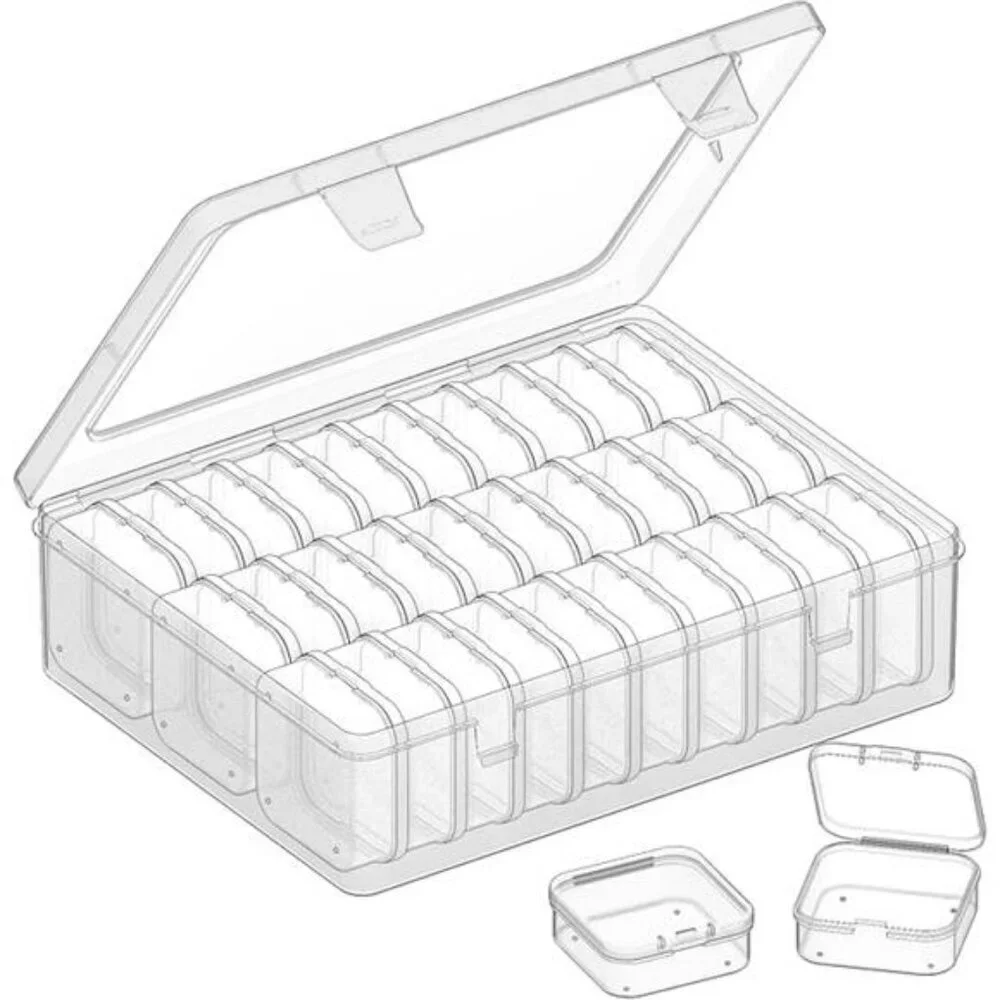 Clear Bead Organizer Box with 31 Plastic Storage Containers for Jewelry Crafts